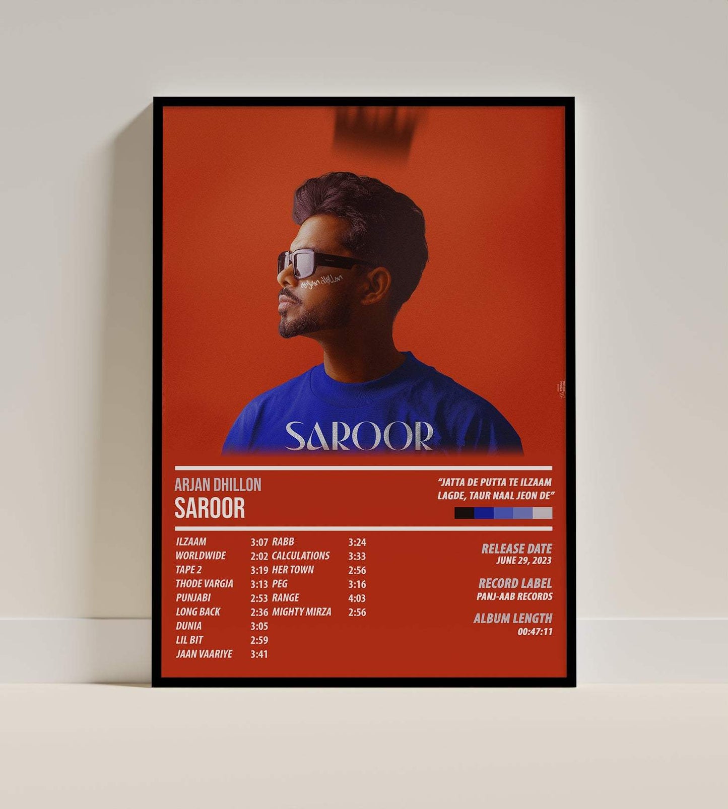 Arjan Dhillon - Saroor | ALBUM POSTER - PosterVerse