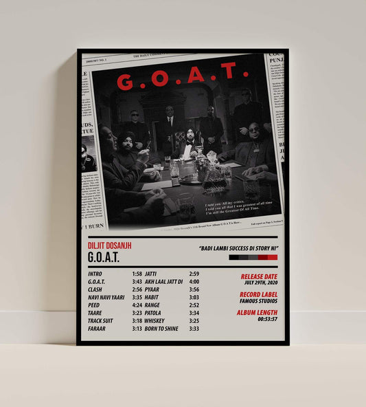 Diljit Dosanjh - G.O.A.T. | ALBUM POSTER - PosterVerse