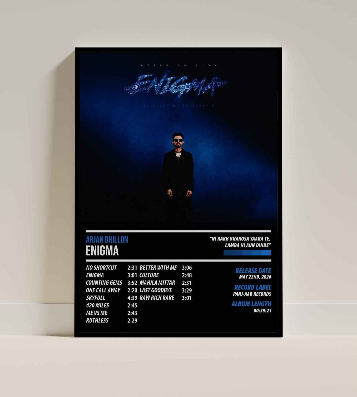 Arjan Dhillon - Enigma | ALBUM POSTER