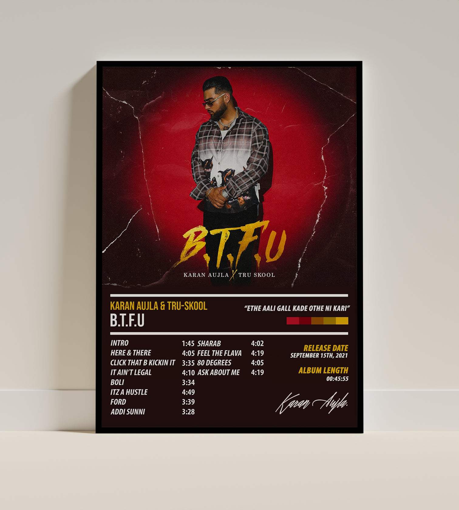 Karan Aujla & Tru-Skool - B.T.F.U | ALBUM POSTER - PosterVerse