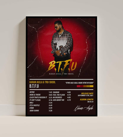 Karan Aujla & Tru-Skool - B.T.F.U | ALBUM POSTER - PosterVerse