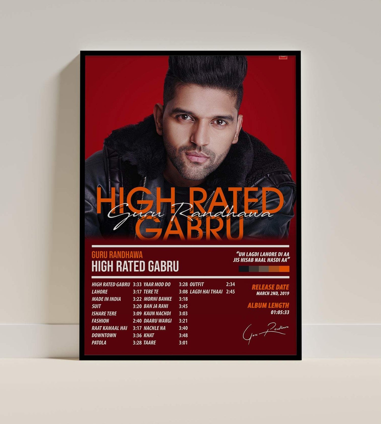 Guru Randhawa - High Rated Gabru | ALBUM POSTER - PosterVerse