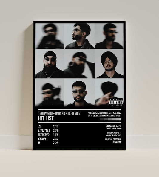 Tegi Pannu & Zehr Vibe - Hit List | ALBUM POSTER