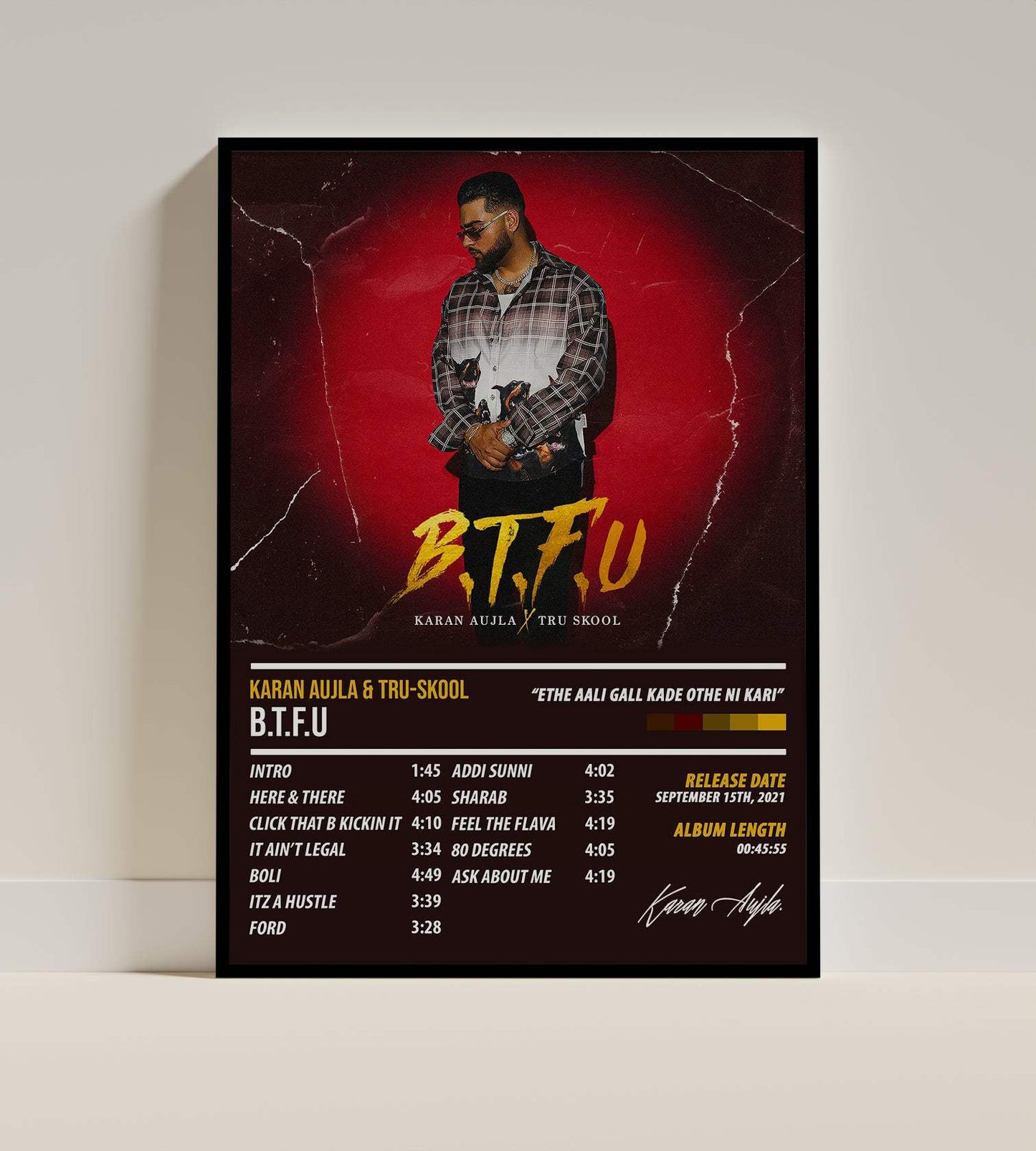 Karan Aujla & Tru-Skool - B.T.F.U | ALBUM POSTER - PosterVerse