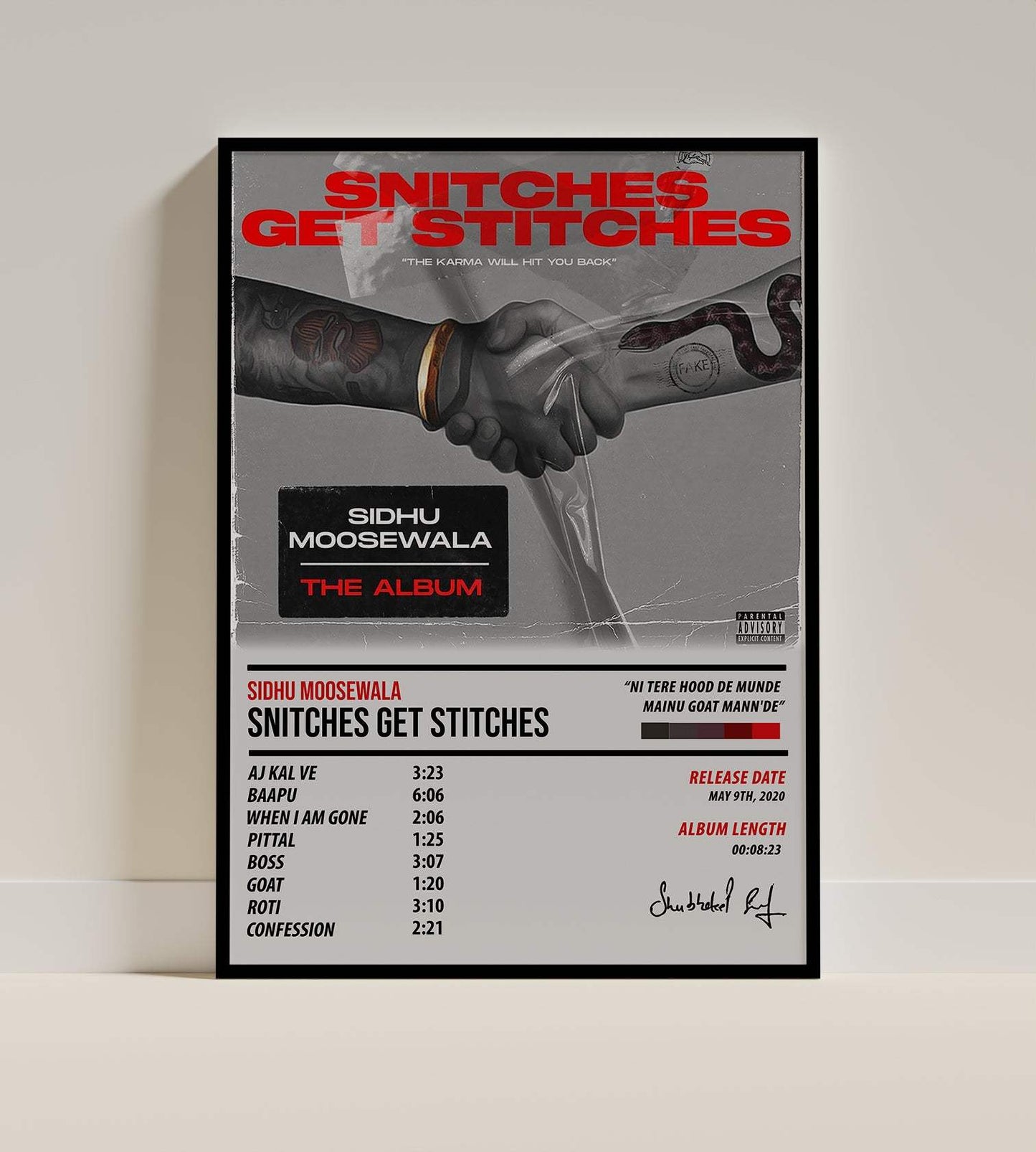 Sidhu Moosewala - Snitches Get Stitches | ALBUM POSTER - PosterVerse